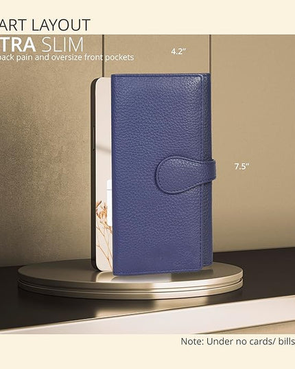 Real Leather Women Wallet Leather with RFID Blocking -Trifold Card Holder Designer Ladies Clutch with ID Window Wallets