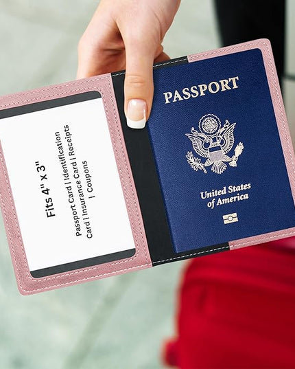 Ciana Passport Holder for Travel – PU Leather Passport Cover and Card Holder for Men & Women – Slim Passport Holder with Card Protector Slot, Travel Must Haves (Rose Gold)
