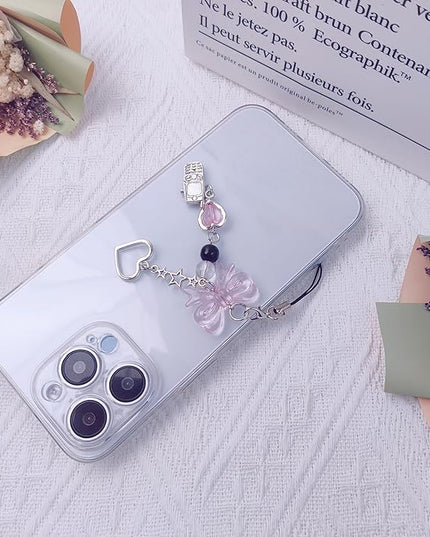 1-4PCS Cute Phone Charms Aesthetic Y2K Cell Phone Charms Strap Strawberry Butterfly Star PhoneCharm Y2K Accessories for Bag Keychain Airpods Camera Pendants Decor
