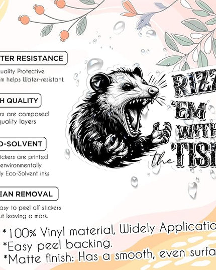 3 Pack Rizz ’Em with The Tism Sticker 2" – Funny Angry Possum Meme Decal – Dark Humor Opossum Sarcastic ADHD Autism Humor Waterproof Vinyl for Laptop Water Bottle Car Gift