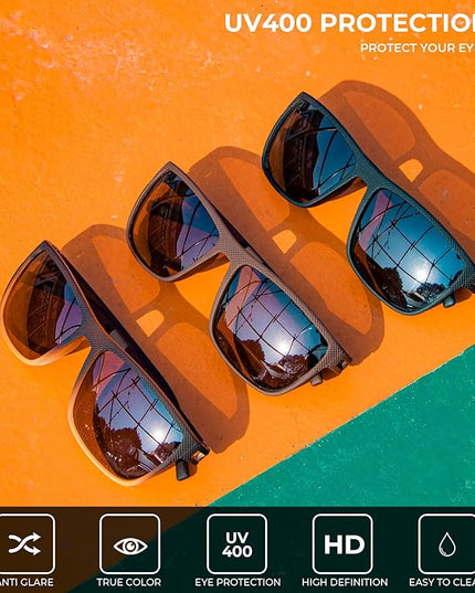 KALIYADI Polarized Sunglasses for Men, Lightweight Sun Glasses with UV Protection for Driving Fishing Golf