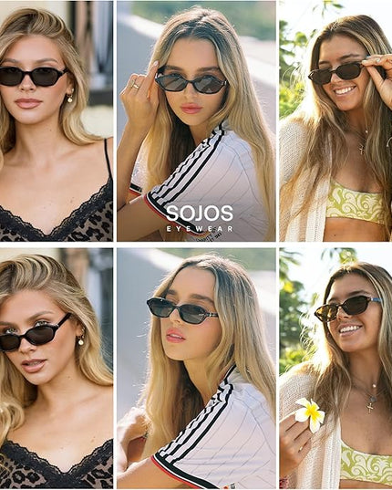 SOJOS Retro Rectangle Polarized Sunglasses for Women Men Trendy Hexagon Narrow Chic Y2K Sunnies SJ2629