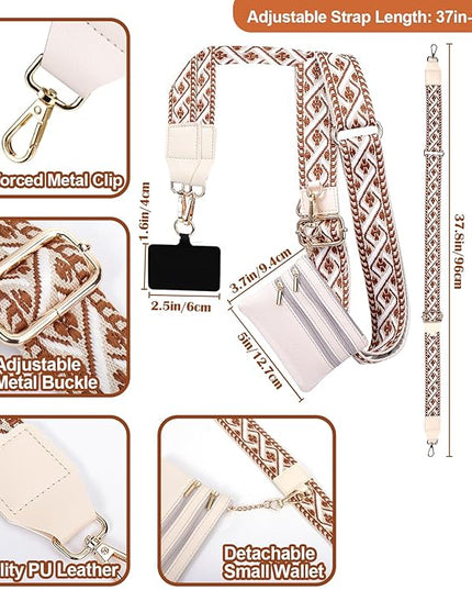 XANGNIER Clip and Go Strap for Phone with Wallet Crossbody, Phone Strap with Zippered Wallet, Adjustable Anti Theft Cellphone Lanyard for Women, Cellphone Chain Accessories,Multicolor 2