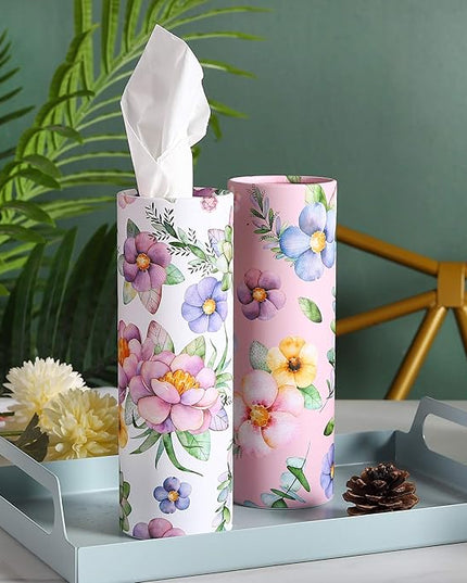 200 Sheets Car Tissues Holder with Facial Tissues 3-ply Travel Tissue Tubes 4 PK Tissues Box Container Perfect Fit for Car Cup Holder Cylinder (Pink)