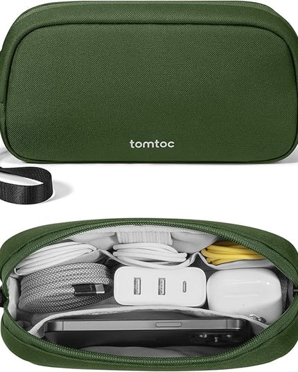 tomtoc Electronics Organizer Travel Case, Water Resistant Travel Bag Cable Organizer for Essentials, Tech Pouch Accessories Carry Storage for Cord, Phone, Cables, Airpods, USB Flash Drive, Daily Items