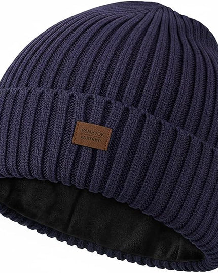 Merino Wool Beanie Hat for Men Women - Thermal Knitted Winter Hat for Large Heads Hiking Running Cap Wrap for Cold Weather