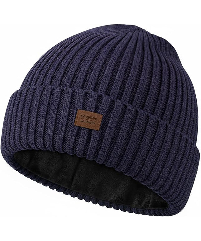 Merino Wool Beanie Hat for Men Women - Thermal Knitted Winter Hat for Large Heads Hiking Running Cap Wrap for Cold Weather
