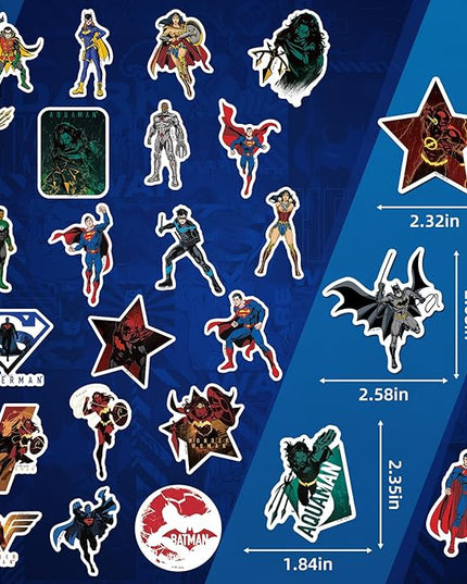 Superhero Stickers for Water Bottles – 50PCS Cartoon Stickers for Kids, Teens, Adults – Waterproof Vinyl Decal Sticker for Laptop, Phone, Skateboard, Scrapbook, Party Favors, Gifts