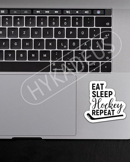 (3Pcs) Hockey Stickers Eat Sleep Hockey Repeat Vinyl Decals Waterproof Sticker for Water Bottles Scapbooks Laptop Phones Tumblers, Size 3 x 3 Inch