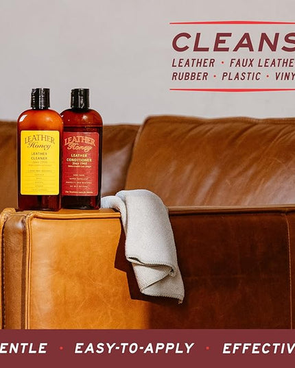 Leather Honey Leather Cleaner: Non-Toxic Leather Care Made in the USA Since 1968. Deep Cleans Leather, Faux & Vinyl - Couches, Car Seats, Purses, Tack, Shoes & Bags. Safe Any Colors & White Leather