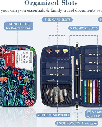 Fintie Family Passport Holder Wallet, RFID Blocking Travel Document Organizer Clutch Bag Credit Cards Case Cover for Women Men