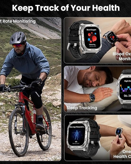 KOSPET Tank M4 Smart Watch for Men, Full Stainless Steel, GPS & Offline Maps,10ATM Waterproof 45m Freediving, 50-Day Battery, Bluetooth Calls, 24/7 Heart Monitor, for Android & iOS