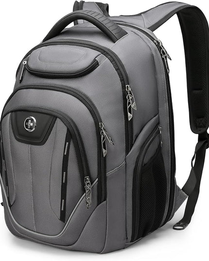 Swissdigital Design TSA Business Laptop Backpack For Men,Travel Backpack With USB Charging Port,College Tech Backpacks With RFID Pockets Presents For Men Fits 15.6 Inch Computer Grey | J16BT-03