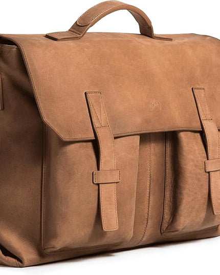 VELEZ Leather Messenger Bag for Men and Women | Vintage Briefcase for 17 inch Laptop | Work Bag Crossbody Laptop Bag