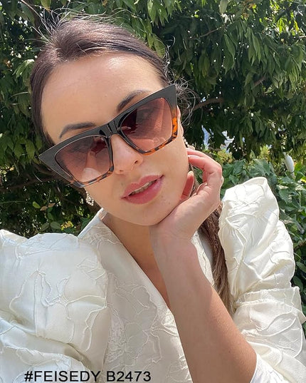 FEISEDY Vintage Square Cat Eye Sunglasses Women Trendy Cateye Sunglasses B2473