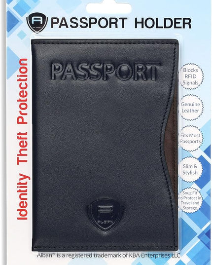 Alban RFID Passport Holder Women Men RFID Blocking Travel Passport Wallet Case Genuine Leather Passport Cover porta pasaporte