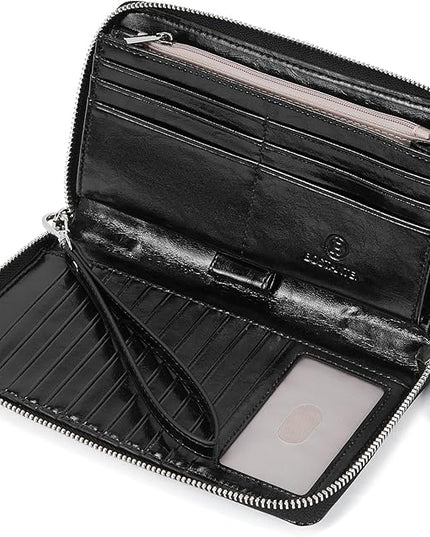 BOSTANTEN Leather Wallet for Women RFID Blocking Zip Around Credit Cards Holder Phone Clutch