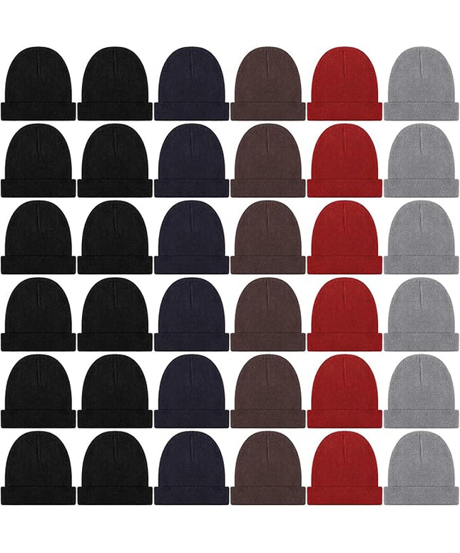 Tarpop 96 Pack Beanies Unisex Bulk for Men Women, Winter Beanie Hats Packs Knit Hat Warm Skull Cap Homeless