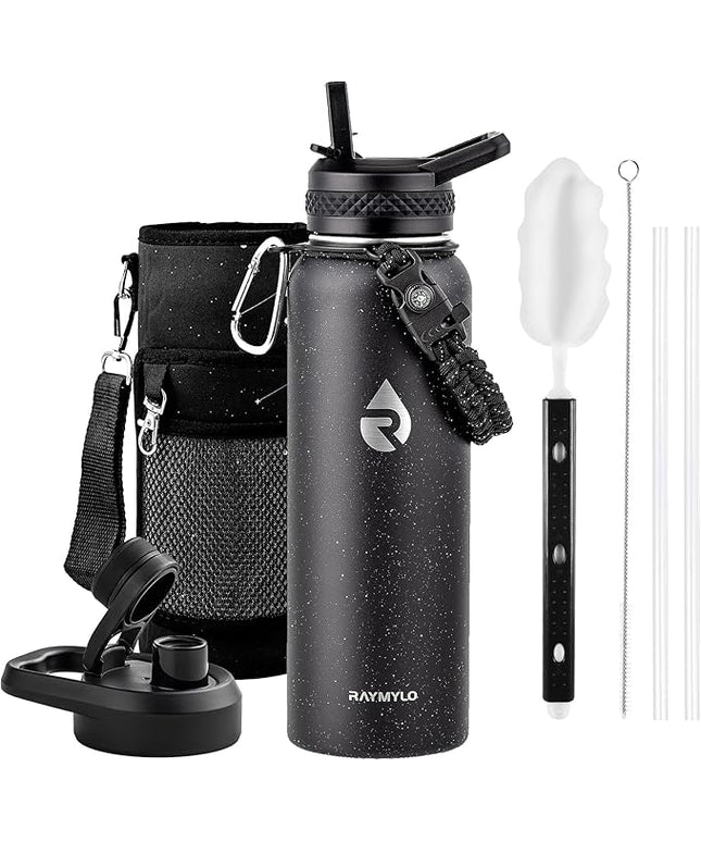 40oz Insulated Water Bottle, Triple Wall Vacuum Stainless Steel Water Bottles - Keeps Cold 48H, Reusable Metal water flask Jug for Gym, Sports, Camping, Hiking,Travel, Starry Sky-Black