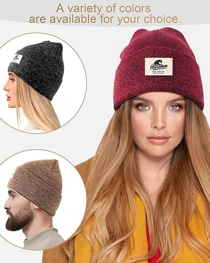 3 Packs Winter Beanie Hats for Men Women, Unisex Soft Warm Thick Beanies, Cuffed Knit Skull Cap
