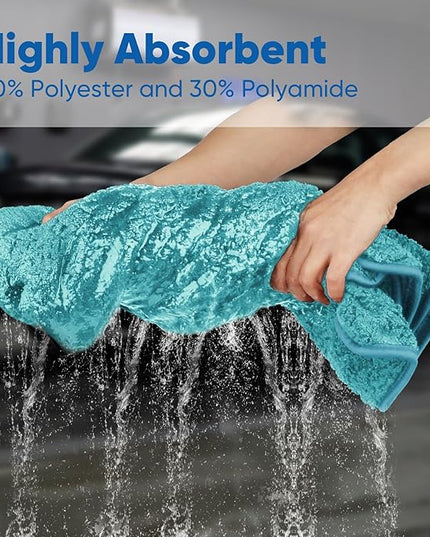 HOMEXCEL Professional Car Drying Towel (36"x 24") with Twisted-Loop Technology, 1200GSM for a Streak-Free Finish – Microfiber Towels for Cars, Trucks, SUVs, RVs and Motorcycles, Lake Green