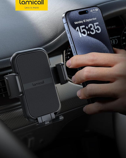 Lamicall 2026 Wider Clamp & Metal Hook Car Phone Holder Vent [Thick Cases Friendly] Phone Holders for Your Car Mount Automobile Hands Free Cradle Air Vent for iPhone 16 15 14 13 Pro Max Smartphone