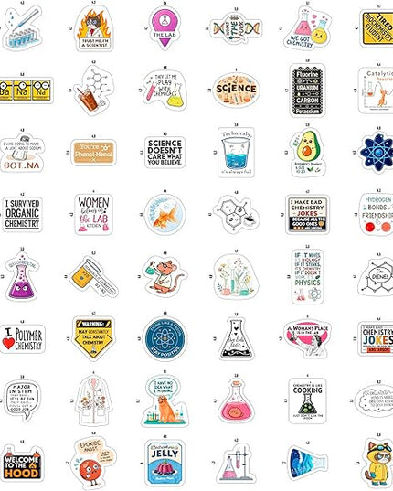 100Pcs Chemistry Stickers for Laptop, for Water Bottle - Funny Chemistry Gifts - Science Party Supplies & Decorations - Gift for Women & Men