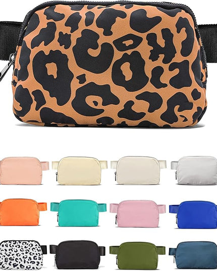 YOSHUYUKI Fanny Pack Cross Body Small Crossbody Bags for Women Men Trendy Nylon Waterproof Mini Purse Travel Running Belt Bag Lulu Dupes Bum Hip Chest Waist Pack Side Bag Must Have Leopard