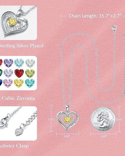 REDBEE Necklaces for Women Birthstone Heart Necklace Jewelry for Wife Girlfriend Woman Necklace