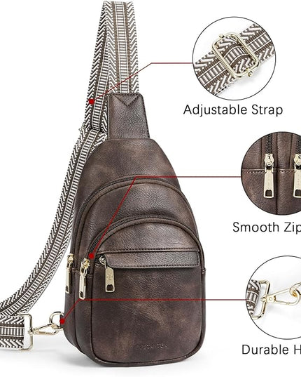 BOSTANTEN Small Sling Bag for Women Leather Crossbody Bags Fanny Pack Chest Bag for Travel
