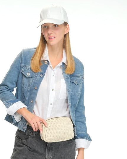 C.C Belt Bag for Women – Quilted Fanny Pack Crossbody Waist Bag with Adjustable Strap, Fashion Gift Idea (Materasse - Beige)