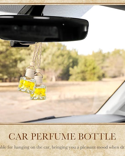 BBTO 50 Pcs Hanging Car Air Freshener Car Diffuser Bottles Empty Glass Perfume Bottle Freshener Diffuser Bottle Pendant for Essential Oil Fragrance Aromatherapy Bottle Ornament(Diamond)