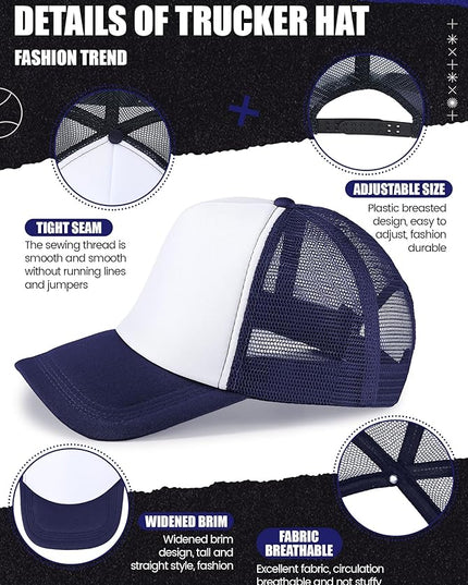 10 Pcs Sublimation Blank Trucker Hats Bulk Mesh Baseball Cap Polyester Mesh Trucker Hat for Men and Women