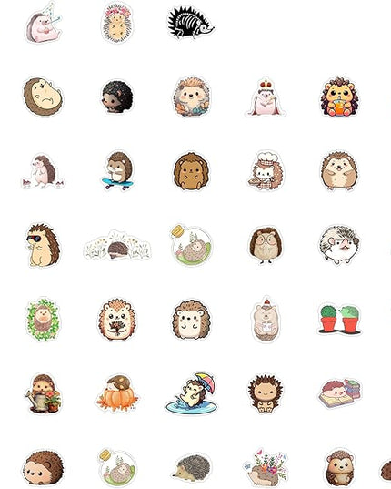 BulbaCraft Hedgehog Stickers for Water Bottle and Laptop - Hedgehog Party Supplies & Decorations, Waterproof Vinyl Decals, Cute Animal and Pet Stickers, Gifts for Women & Men