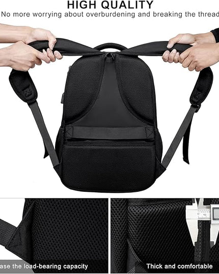 School Backpack for Teen Boys,15.6 Inch Anti Theft Laptop Bookbag with USB Charging Port, Water Resistant College, High School, Ergonomic Straps, Multiple Compartments, Men, Black