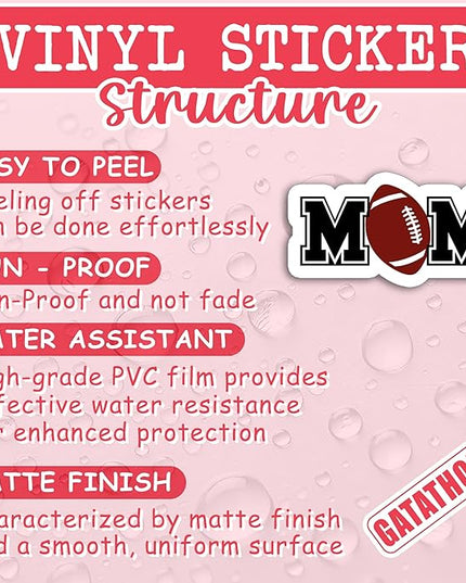 (3Pcs) Football Mom Sticker Decals – Waterproof Vinyl Decal for Laptop Phone Case Scrapbook Water Bottle, Tumbler – Cute Football Accessories for Moms, Mama, Mother, Football Lovers, 3" x 2.6"