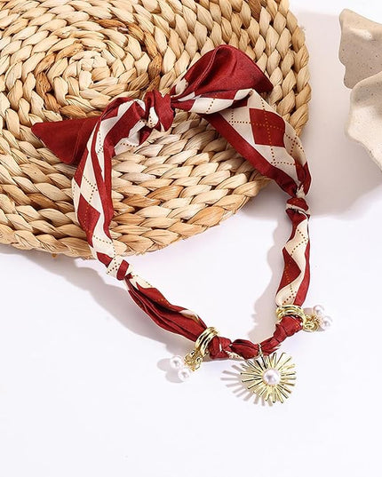 HETICA Scarf Necklace for Women Silk Western Charm Necklaces Fashion Accessory Jewelry Gift