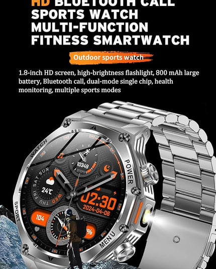 Fitness Smart Watch for Men Women, Bluetooth Calling & 1.8" AMOLED, SpO2/Heart Rate/Sleep Tracker, 100+ Workout Modes, IP67 Waterproof, 7+Day Battery, iPhone Android Compatible (Silver)