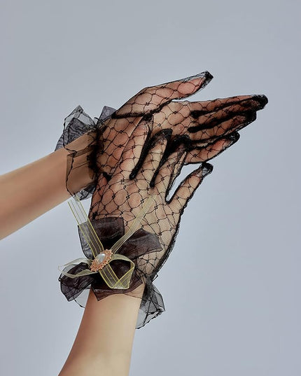 Sahabowi Satin Gloves Formal Bridal Banquet Party Wedding Opera Solid Colorful Mitten For Women