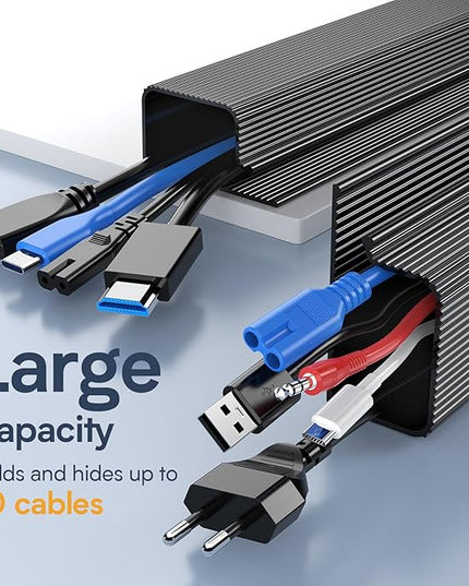 Delamu 4 Pack Cord Organizers for Desks, 62.8in Cable Organizer Cable Management Under Desk, Self Adhesive Wire Management Raceway, Desk Organizers and Accessories for Office&Home Organization, Black