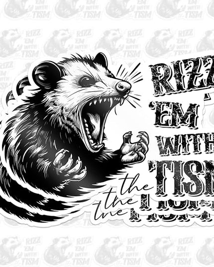 3 Pack Rizz ’Em with The Tism Sticker 2" – Funny Angry Possum Meme Decal – Dark Humor Opossum Sarcastic ADHD Autism Humor Waterproof Vinyl for Laptop Water Bottle Car Gift