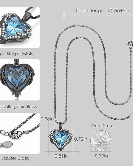 CDE Christmas Gifts for Women Angel Wings Necklace for Women with Birthstone, Love Heart Silver Tone/Gold Tone Pendant, Ideal Anniversary or Birthday Jewelry Gifts for Wife Girlfriend Her