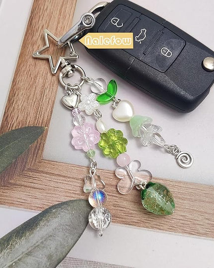 Keychain Bag Accessories Cute Cherry Strawberry Flower Keychains Accessories Decor for Keys Bags Purses Gift