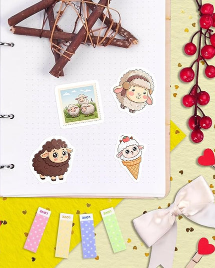 100Pcs Sheep Stickers for Scrapbooking - Sheep Gifts, Party Supplies - Lamb & Farm Animal Stickers - Gift for Women & Men