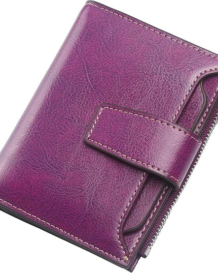 Lavemi Small Compact Women Wallet RFID Blocking Genuine Leather Bifold Purse with ID Windows