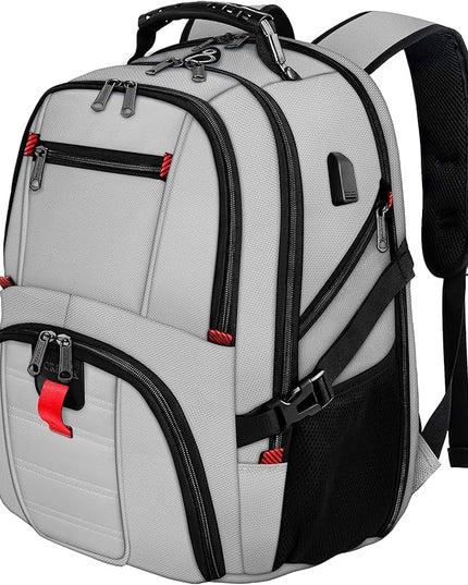 YOREPEK Travel Backpack, Extra Large 50L Laptop Backpacks for Men Women, Water Resistant College Backpack Airline Approved Business Work Bag with USB Charging Port Fits 17 Inch Computers, Light Grey