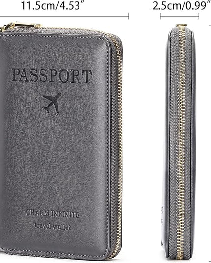Leather RFID Blocking Passport Holder Travel Wallet, Passport Cover/Travel Wallet for Women/Men with
