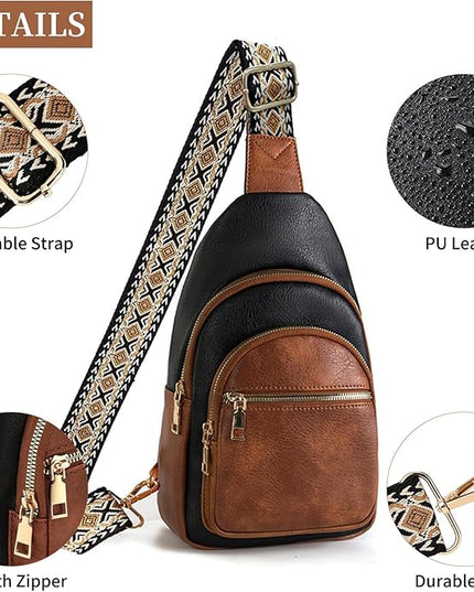 FALAN MULE Crossbody Bags for Women Trendy Leather Sling Chest Bag Fanny Packs for Women