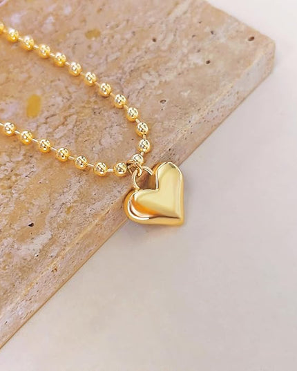 Cute Heart Necklace Dainty 18k Gold Plated Tiny Heart Pendant Choker Necklaces Small Gold Love Open Heart Chain Necklace for Women Simple Gold Necklace for Women Trendy Jewelry