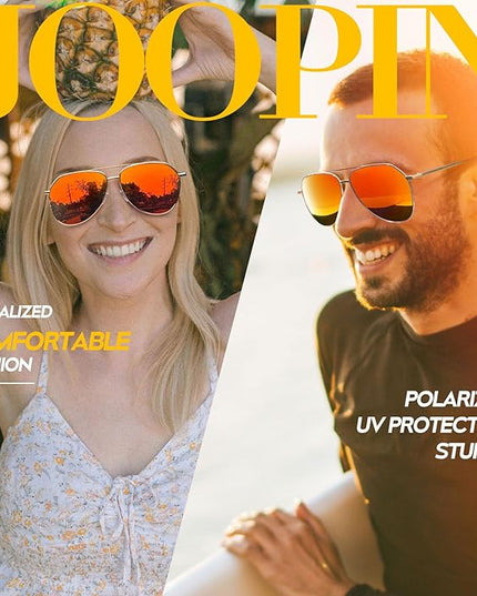 Joopin Polarized Metal Aviation Sunglasses Men, Classic Military Sun Glasses Women, Rectangle Shades UV400 Protection Costume